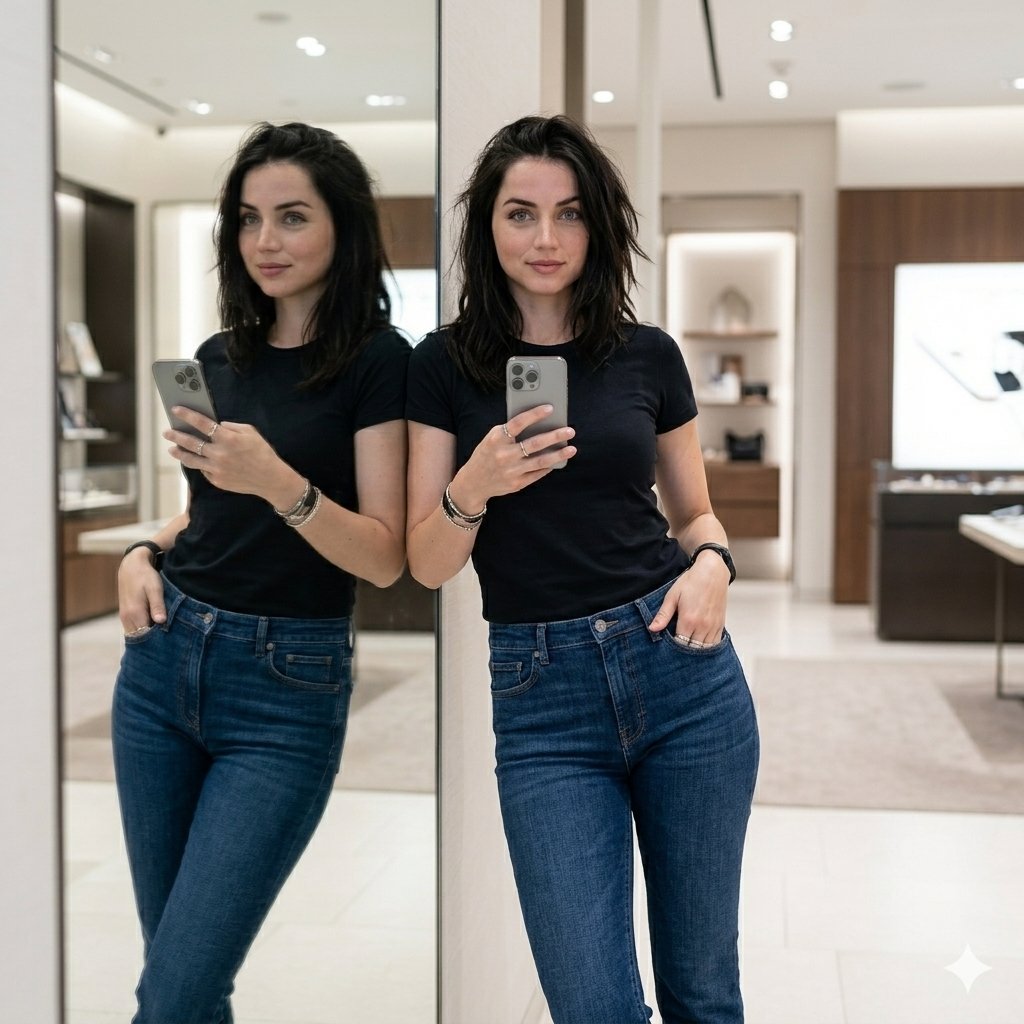 Showroom Mirror Selfie Fashion Portrait