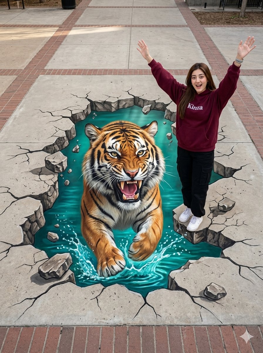 3D Tiger Street Art Illusion
