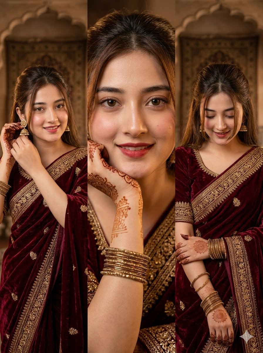 Traditional Indian Girl in Saree Portrait