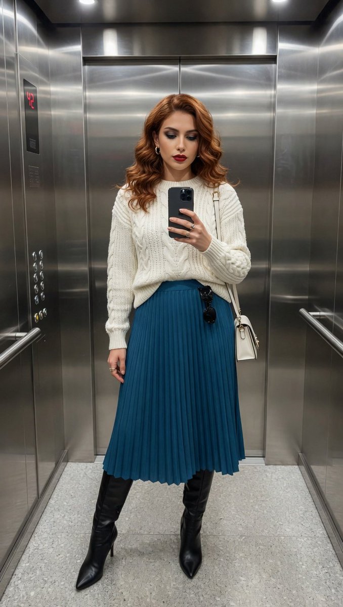 Photorealistic Elevator Mirror Selfie