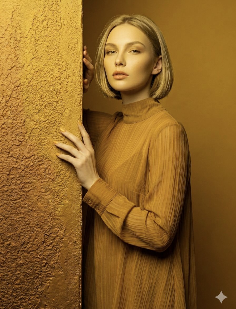 Monochromatic Ochre Fashion Portrait