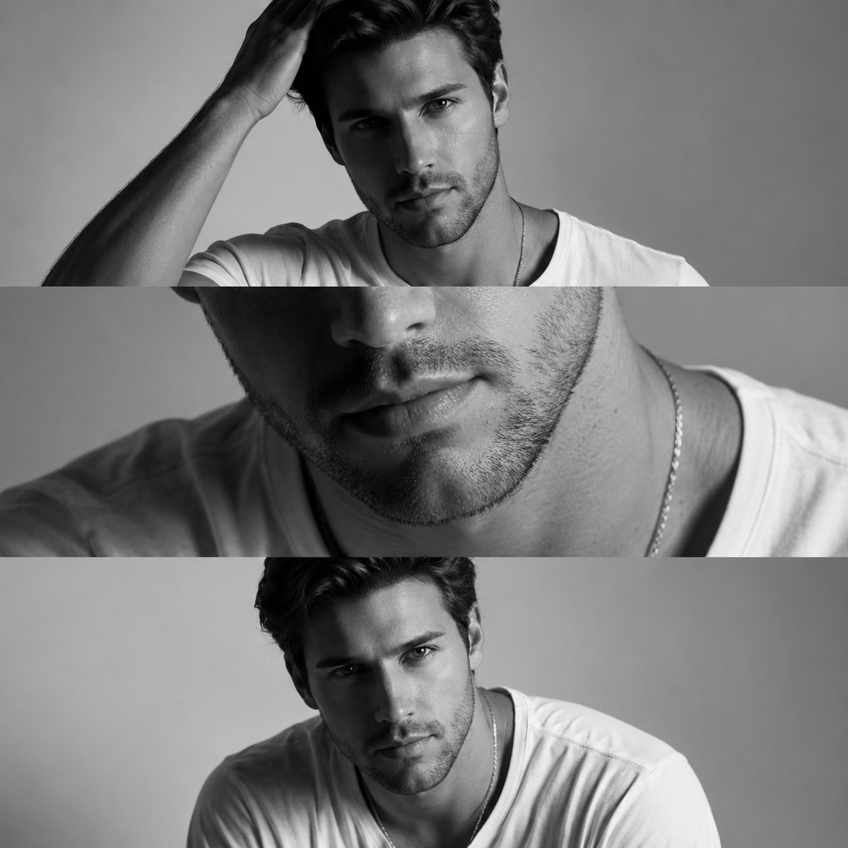 Monochrome Fashion Editorial Triptych