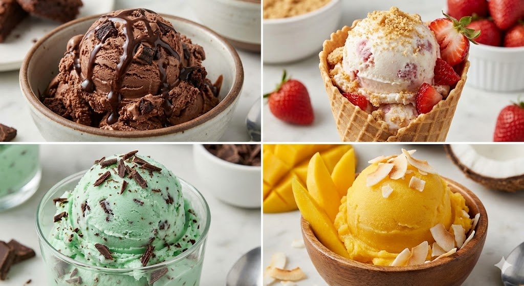 Assorted Ice Cream Flavors Grid