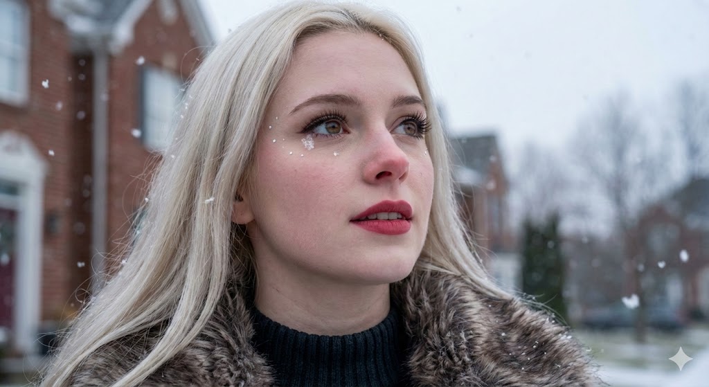 Hyper-Photorealistic Winter Glamour Close-up Prompt
