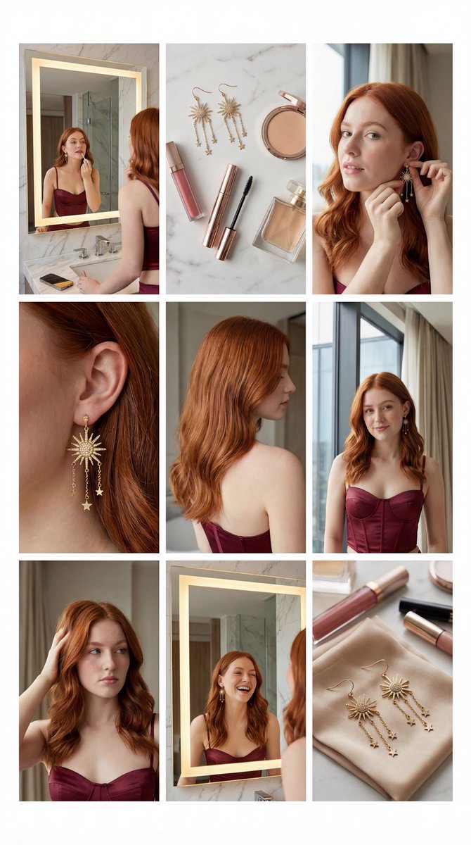 3x3 Grid Luxury Beauty Collage Prompt