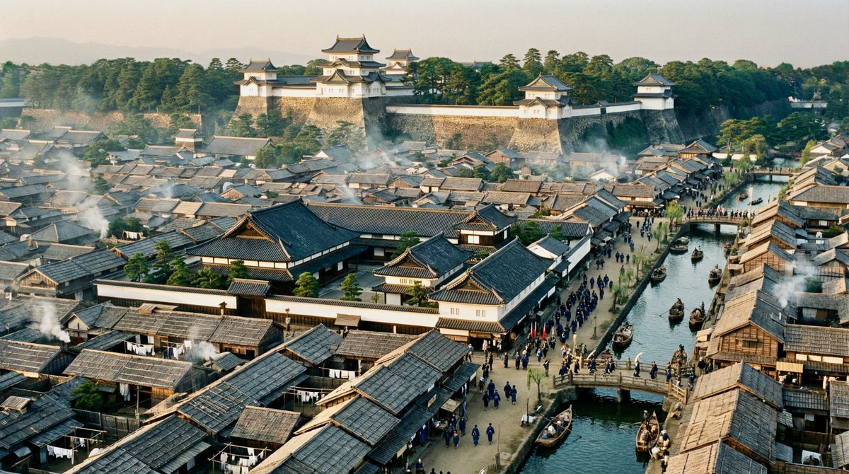 Edo-period castle town scene