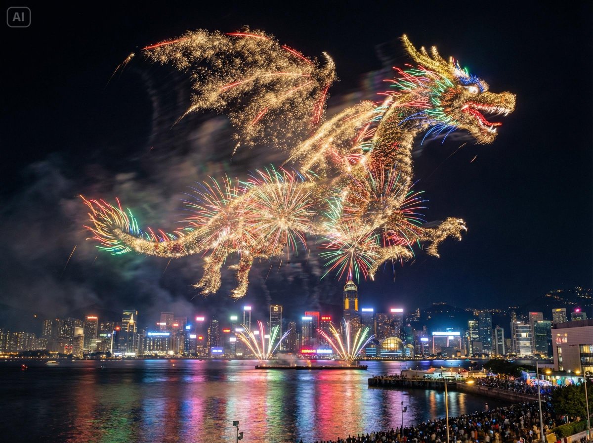 Photorealistic Fireworks Display Prompt for Dreamina AI