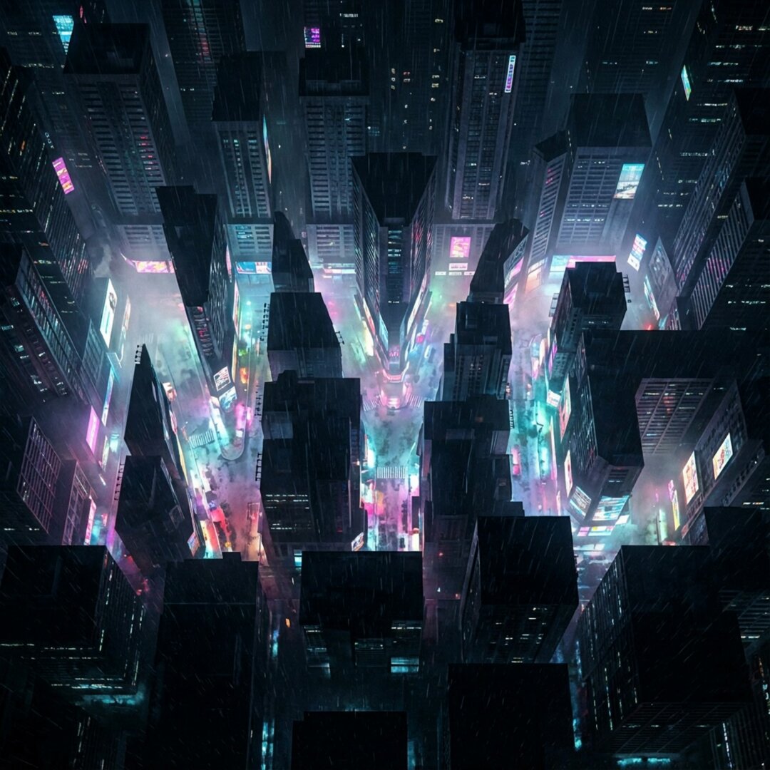 Cyber-Noir City Typography Visualization Prompt