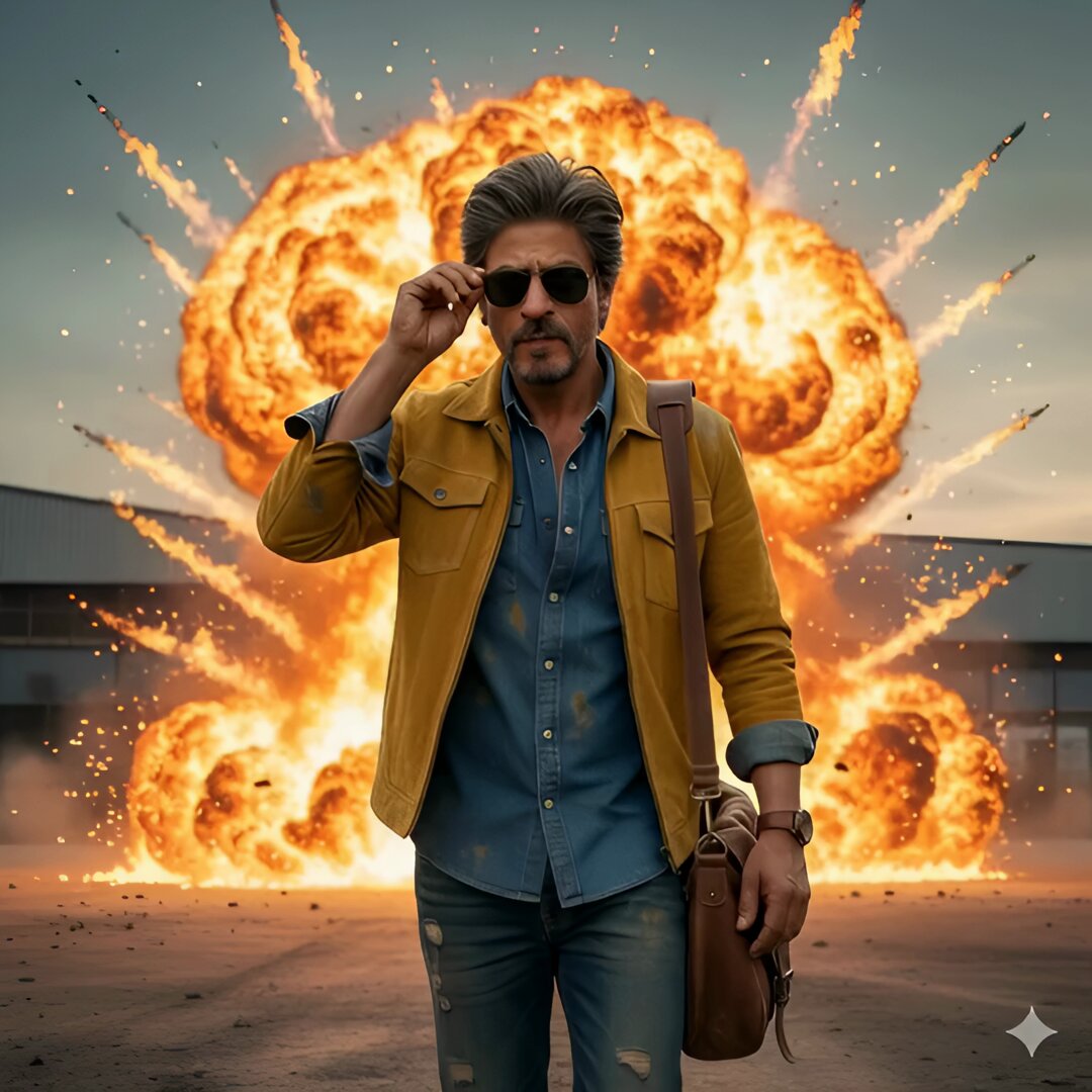 SRK Alpha Pose Walk Away from Explosion Prompt