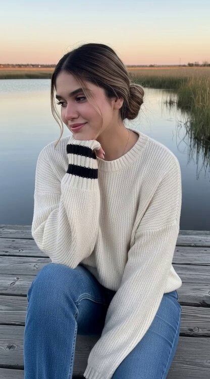 Serene Blue Hour Lifestyle Portrait