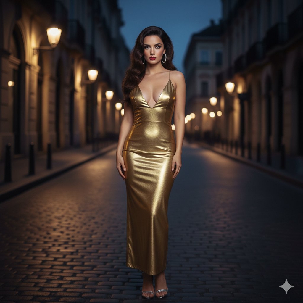 Cinematic Night Portrait in European Street