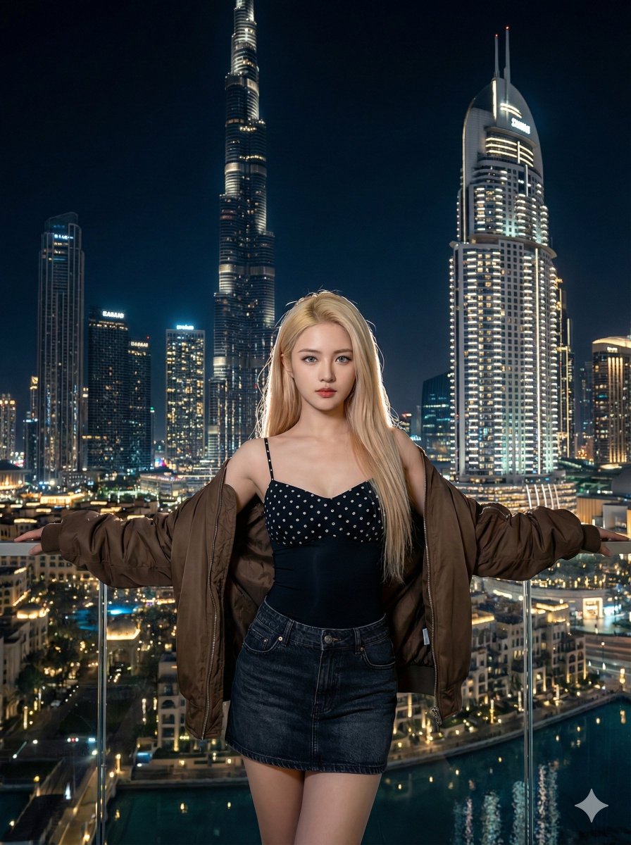 Cinematic Fashion Portrait in Dubai Prompt