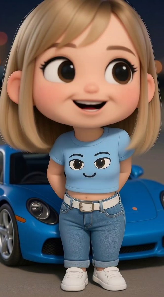 Chibi 3D Character with Sports Car Prompt