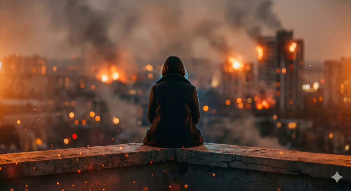 Cinematic Apocalyptic Rooftop Scene