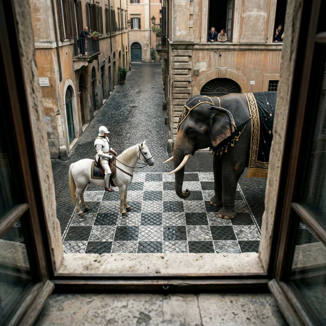 White Knight and Black Elephant Prompt