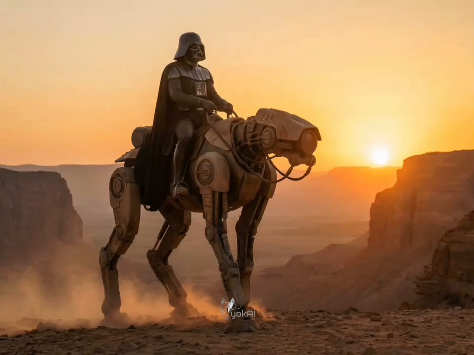 Darth Vader on a Cyber-Bantha Walker