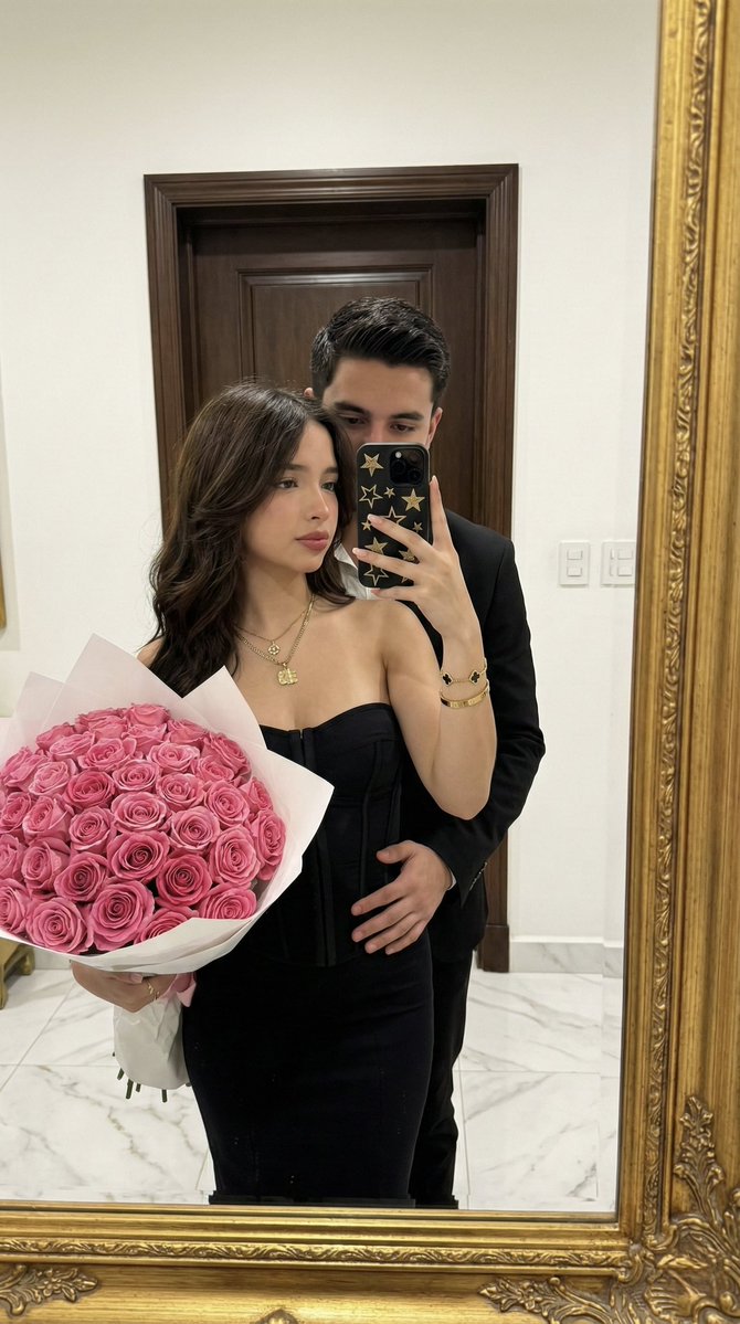 High-Fidelity Mirror Selfie with Valentine's Roses and Identity Lock