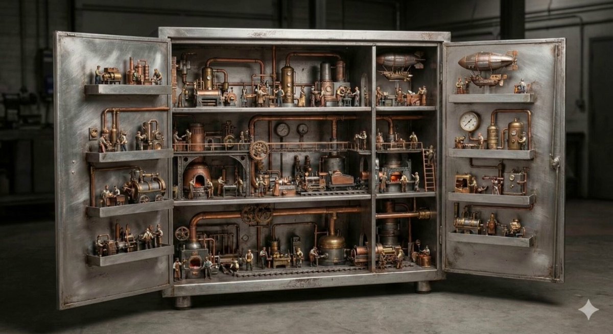 Hyper-Realistic Miniature Steampunk Habitat Diorama