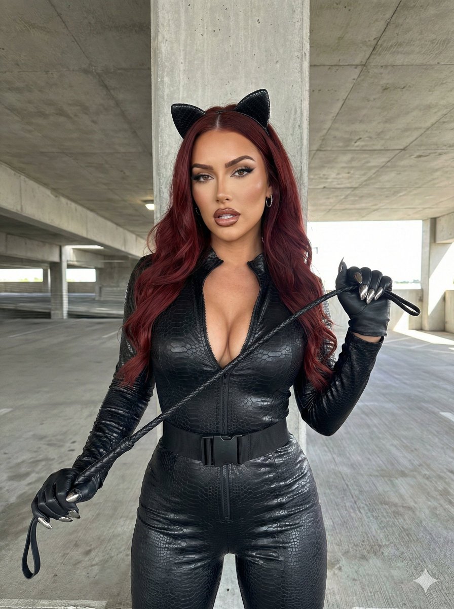 Bad Girl Latex Jumpsuit in Parking Garage