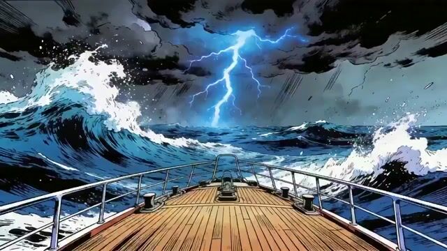 Cinematic Scene of a Shipwreck in Turbulent Sea