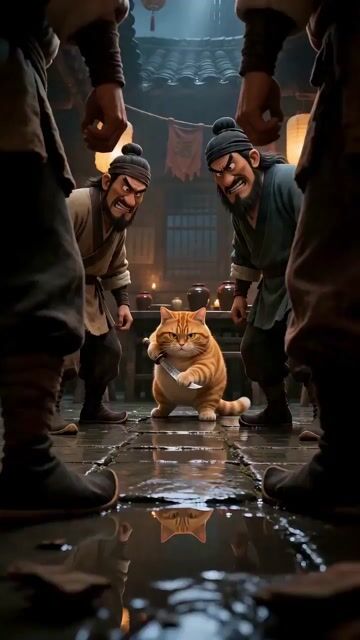 Cinematic cat action comedy prompt