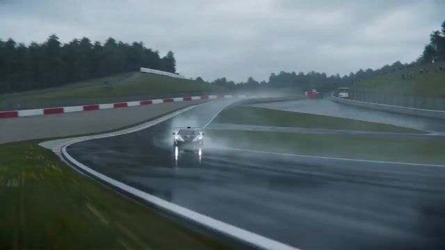 Cinematic VFX racing sequence with bullet-time rain effect