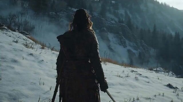 Sword-Bearing Woman vs. Polar Bear Action Sequence