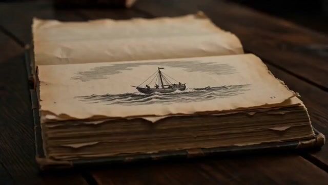 Ancient Book Stormy Sea Diorama