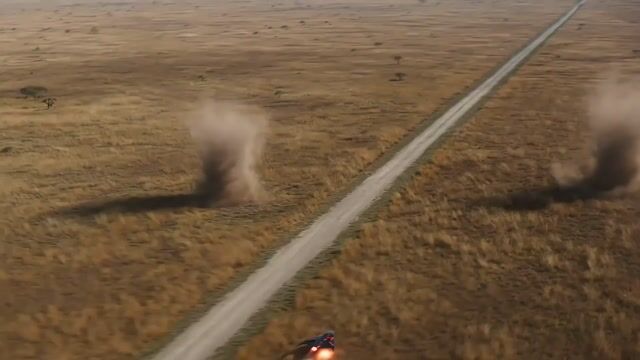 Futuristic hovercraft savanna chase