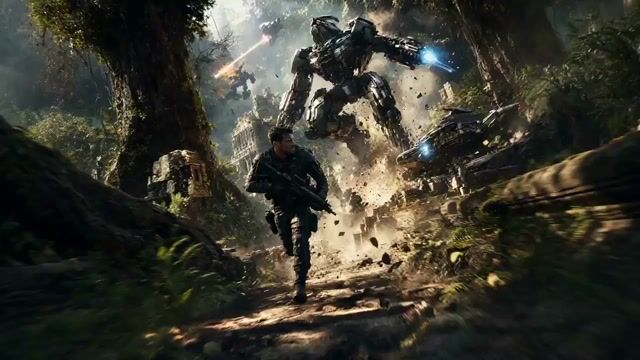 Sci-Fi Jungle Battlefield Cinematic Prompt
