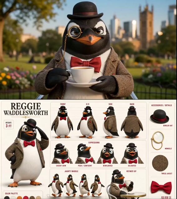 Dapper Penguin Morning Coffee