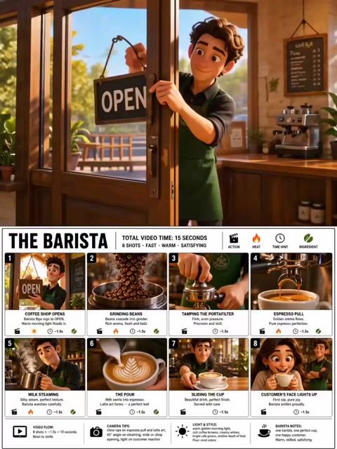 Pixar Style Barista Animation Sequence