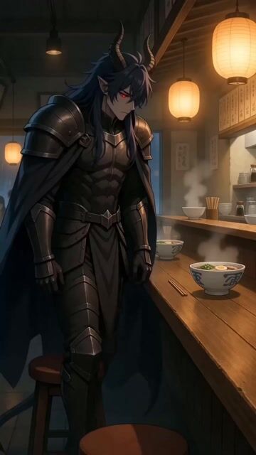 90s Anime Style Demon Lord Ramen Shop Break