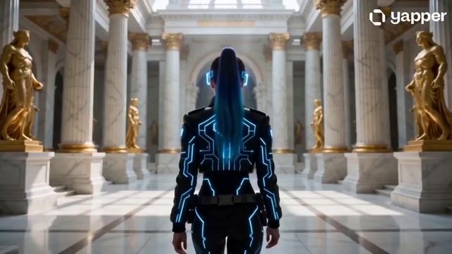 Cyberpunk Woman in Royal Palace