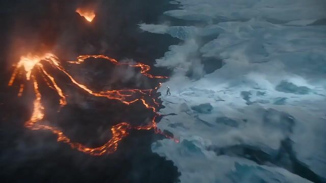 Epic Ice and Fire Disaster Action Prompt