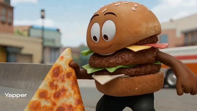 Animated Burger and Pizza Street Fight